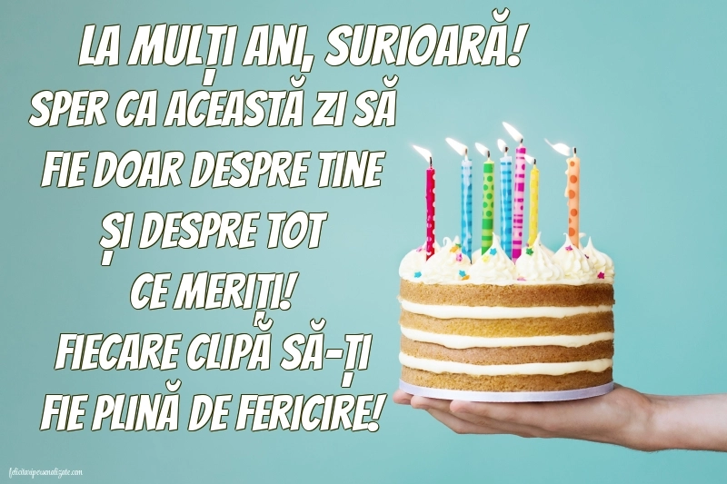La mulți ani, sora mea! - Imagini cu mesaje frumoase: Tort