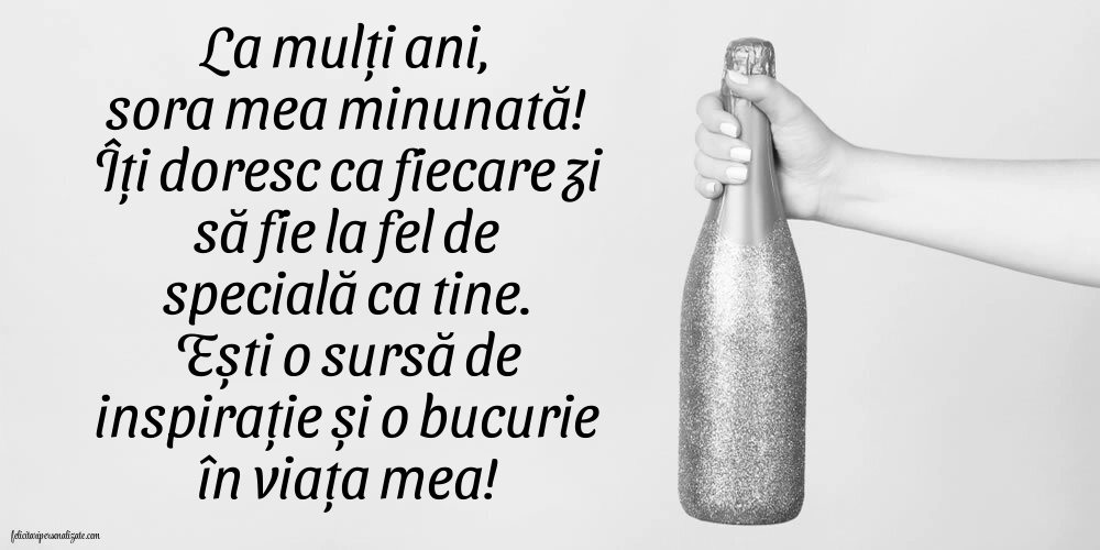La mulți ani, sora mea! - Imagini cu mesaje frumoase: Șampanie