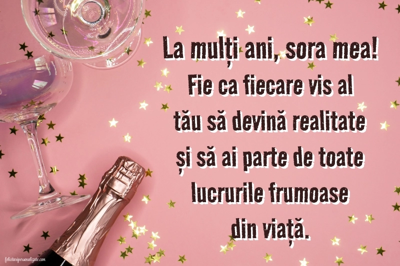 Felicitări și Imagini de Ziua de Naștere pentru Soră: Șampanie și confetti