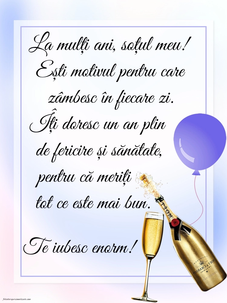 Felicitări și Imagini de Ziua de Naștere pentru Soț: Șampanie