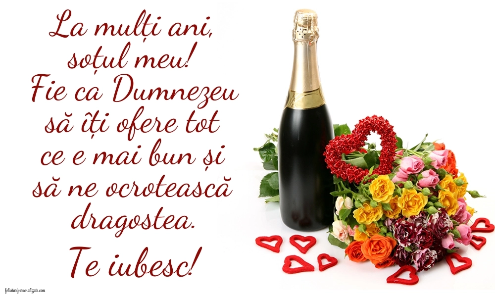 Felicitări și Imagini de Ziua de Naștere pentru Soț: Șampanie și flori