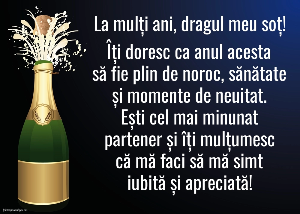 Imagini cu mesaje de La mulți ani pentru soț: Șampanie