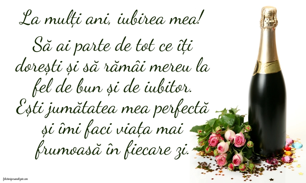 Imagini cu mesaje de La mulți ani pentru soț: Șampanie și flori
