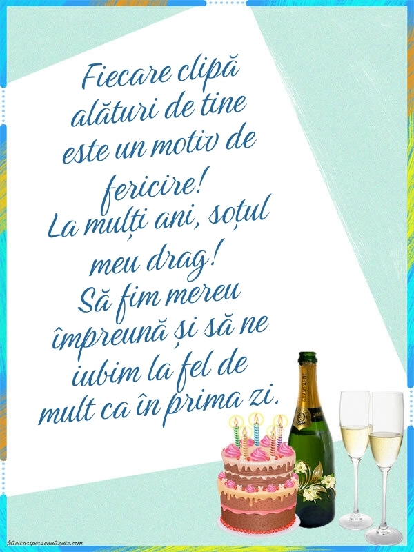 Imagini cu mesaje de La mulți ani pentru soț: Șampanie și tort