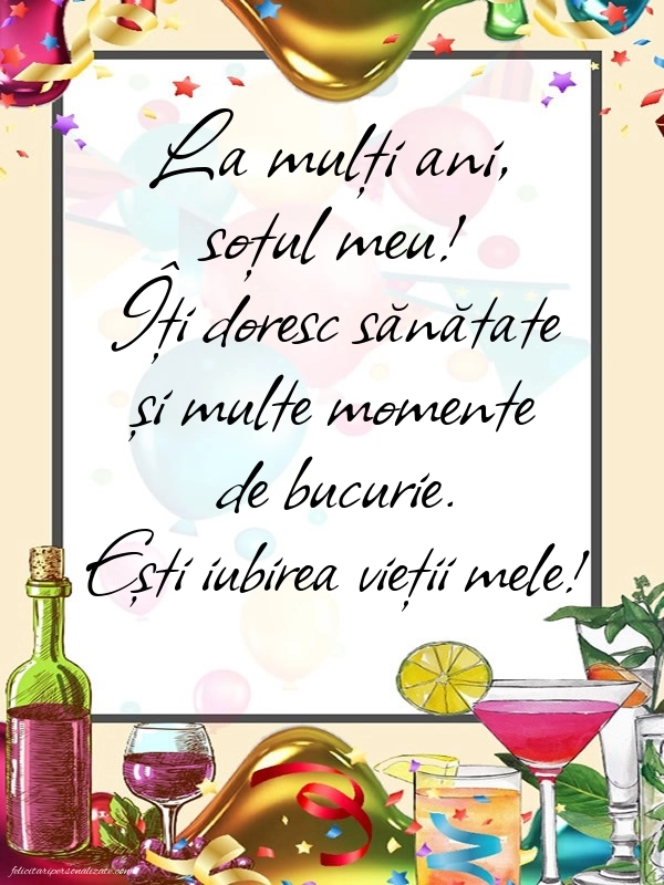 Felicitări și Imagini de Ziua de Naștere pentru Soț: Confetti