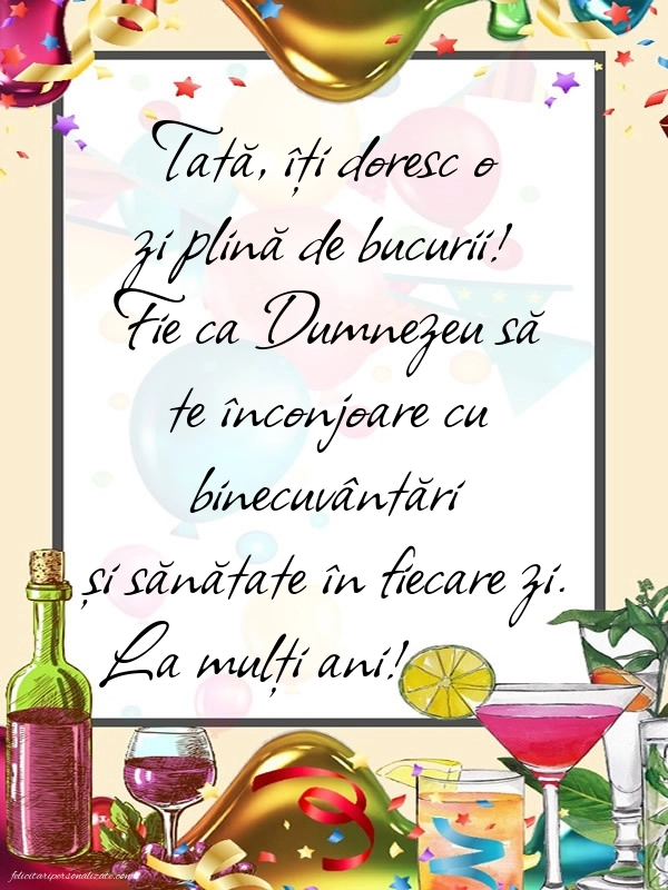 Felicitări și Imagini de Ziua de Naștere pentru Tata: Confetti