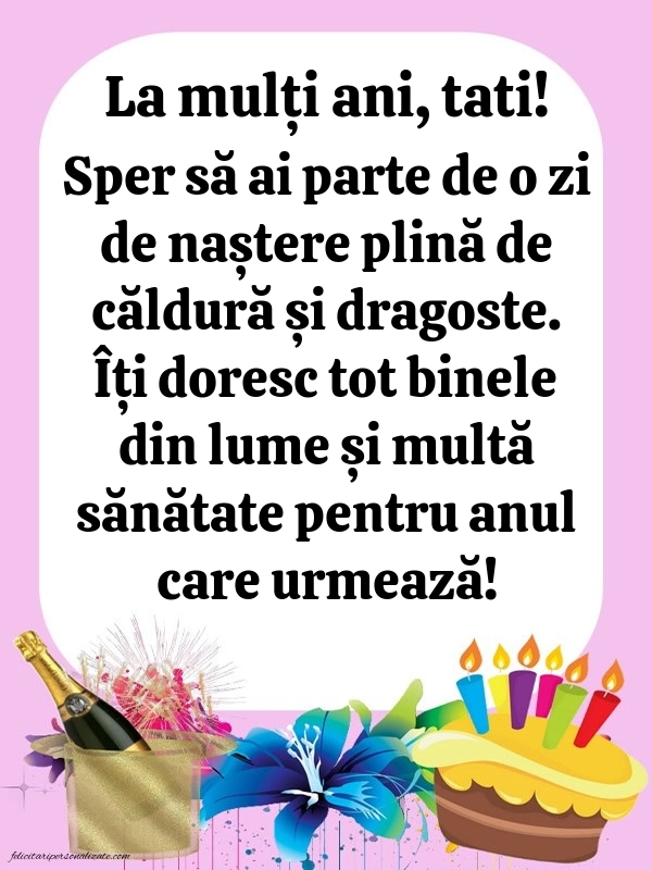 Imagini cu mesaje de La mulți ani pentru tătici: Șampanie și tort