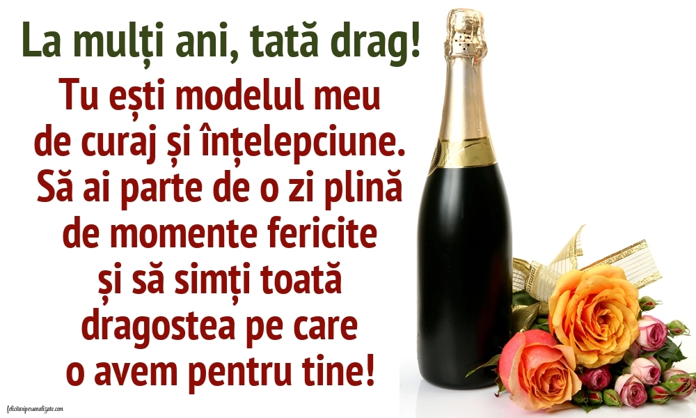 Felicitări și Imagini de Ziua de Naștere pentru Tata: Șampanie și flori