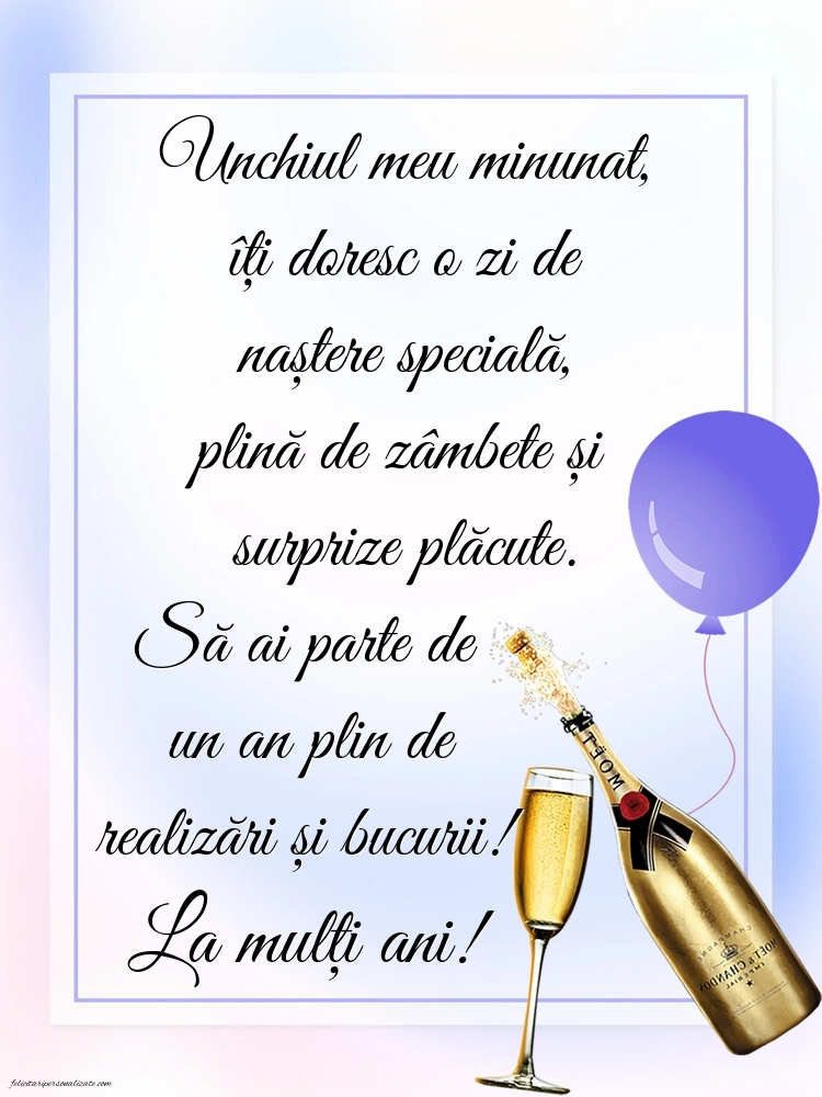 Felicitări originale de Ziua de Naștere pentru Unchi: Șampanie
