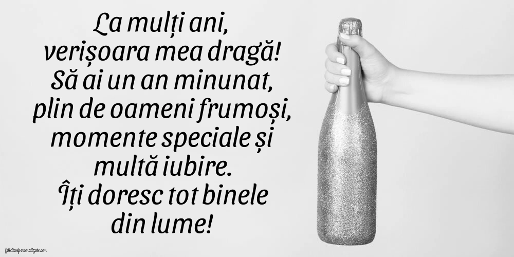 Imagini cu La Mulți Ani pentru Verișoară: Șampanie