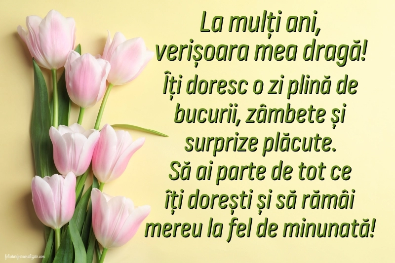 Imagini cu La Mulți Ani pentru Verișoară: Flori
