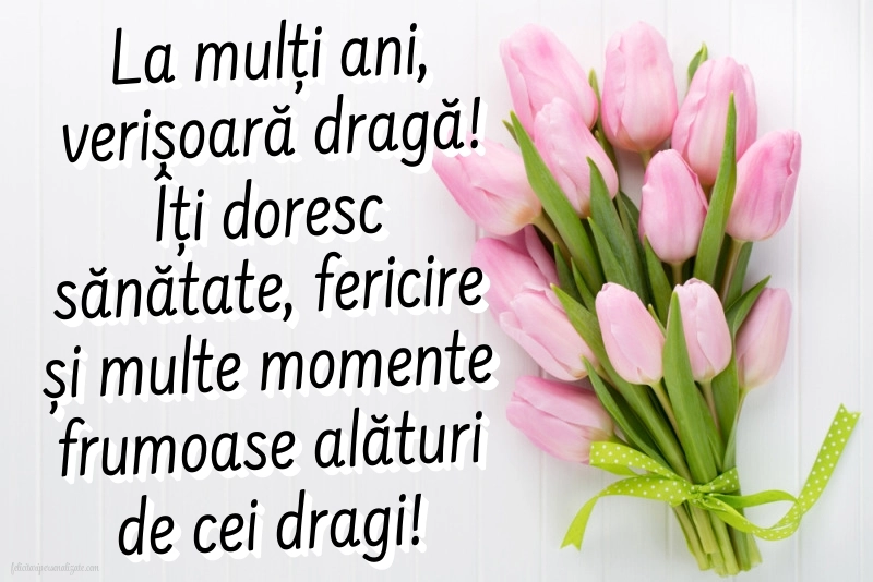 Felicitări frumoase de Ziua de Naștere pentru Verișoară: Lalele