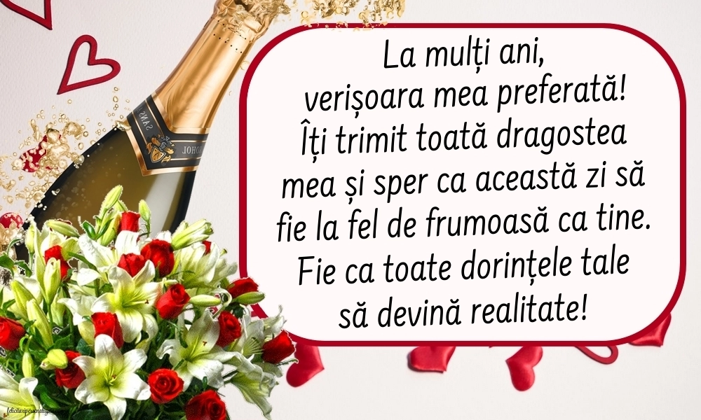 Imagini cu La Mulți Ani pentru Verișoară: Flori
