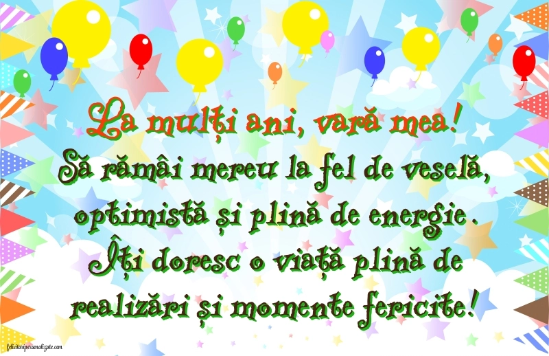 Felicitări frumoase de Ziua de Naștere pentru Verișoară: Baloane