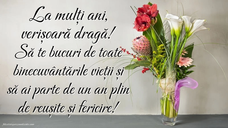 Felicitări frumoase de Ziua de Naștere pentru Verișoară: Flori