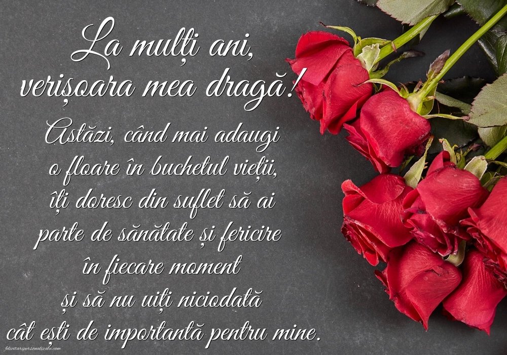 Felicitări frumoase de Ziua de Naștere pentru Verișoară: Trandafiri