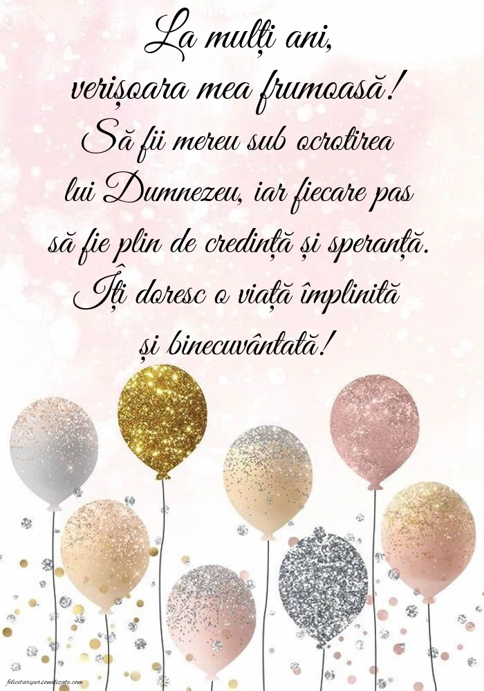 Felicitări frumoase de Ziua de Naștere pentru Verișoară: Baloane