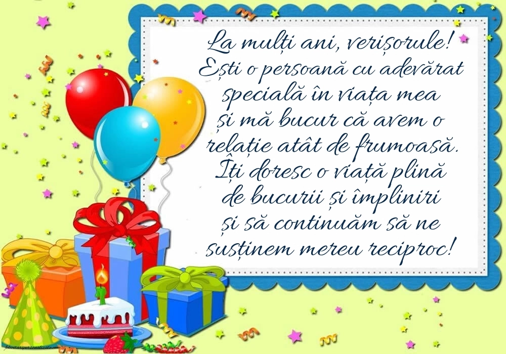 Imagini La Mulți Ani Verișorul Meu: Baloane și Cadouri