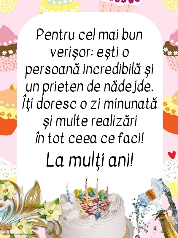 Imagini cu La mulți ani pentru verișorul meu: Șampanie și tort