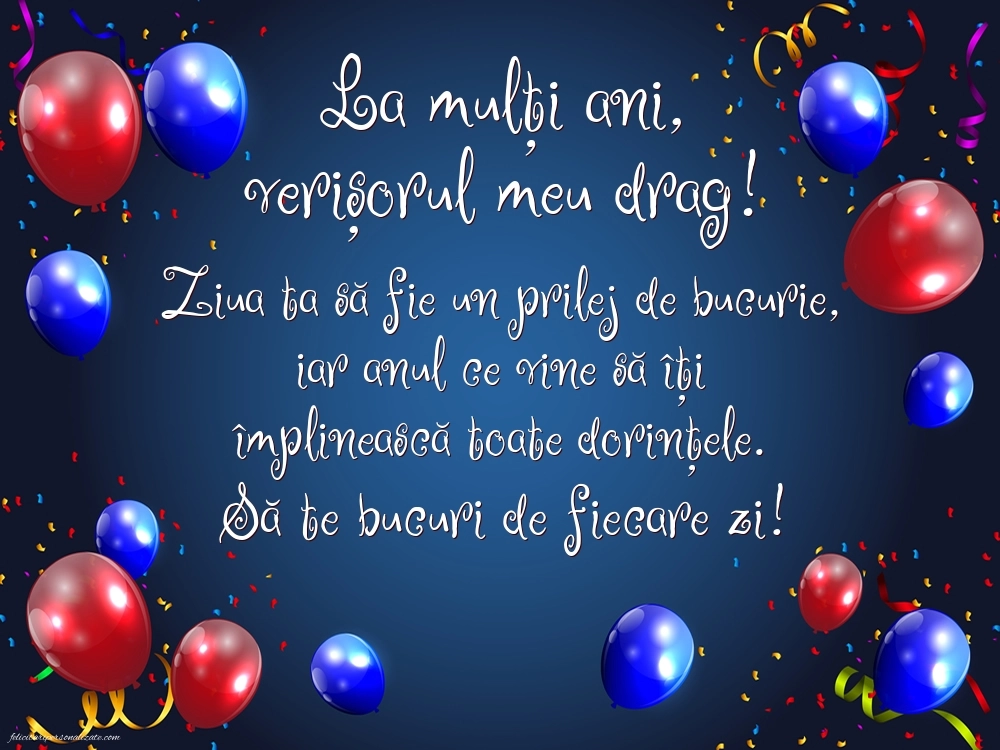 Felicitări și Imagini de Ziua de Naștere pentru Verișor: Baloane