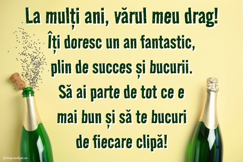 Felicitări și Imagini de Ziua de Naștere pentru Verișor: Șampanie și confetti