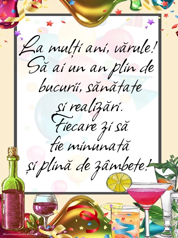 Felicitări și Imagini de Ziua de Naștere pentru Verișor: Confetti