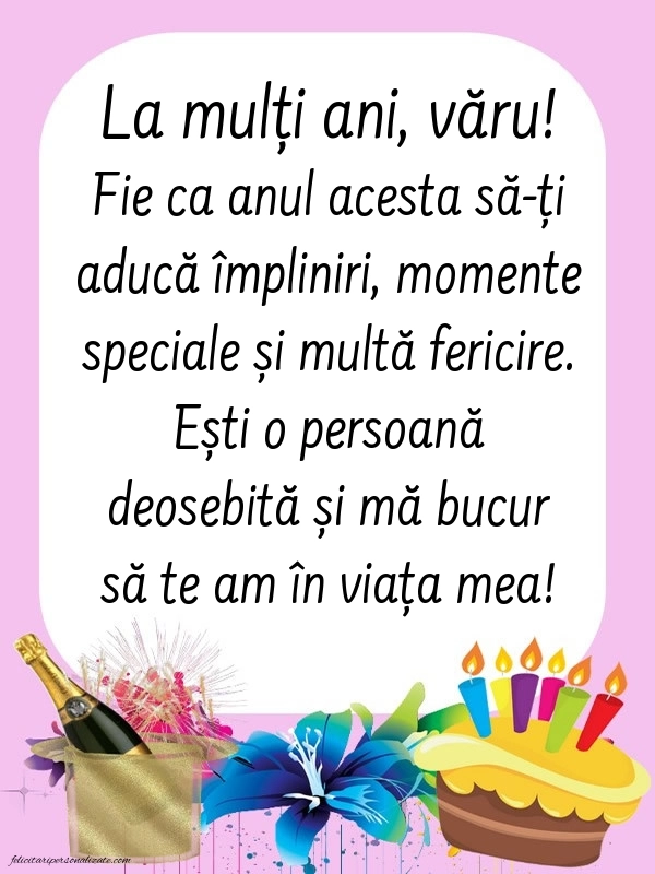 Imagini cu La mulți ani pentru verișorul meu: Șampanie și tort