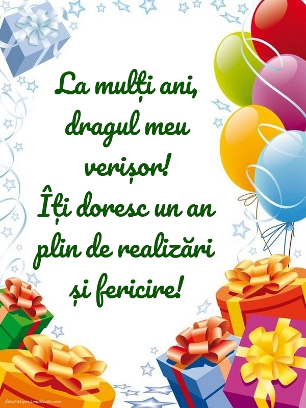 Imagini cu La mulți ani pentru verișorul meu: Baloane și Cadouri