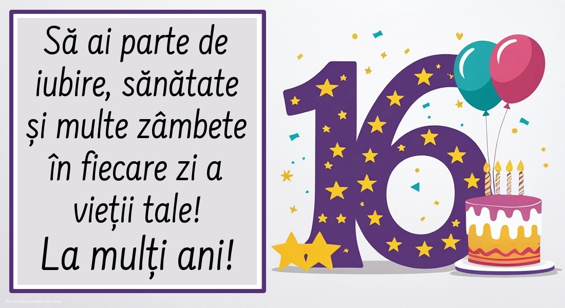 Imagini cu LA MULȚI ANI 16 ani: Tort și baloane