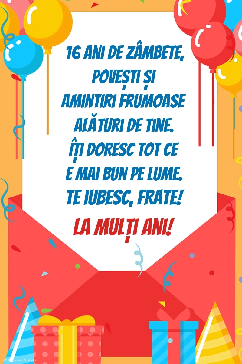 Imagini cu LA MULȚI ANI 16 ani pentru Frate: Baloane și Cadouri