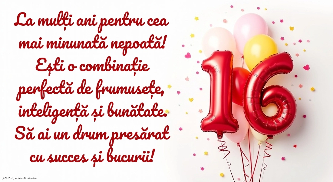 Imagini cu LA MULȚI ANI 16 ani pentru Nepoată: Baloane