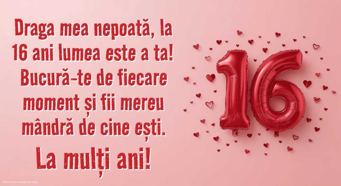 Imagini cu LA MULȚI ANI 16 ani pentru Nepoată: Baloane