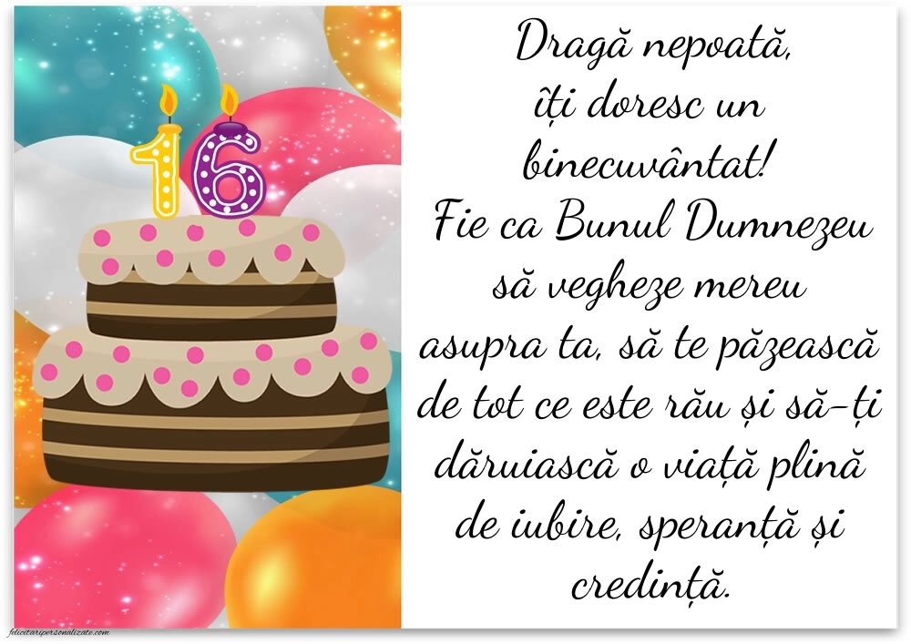 Imagini cu LA MULȚI ANI 16 ani pentru Nepoată: Tort