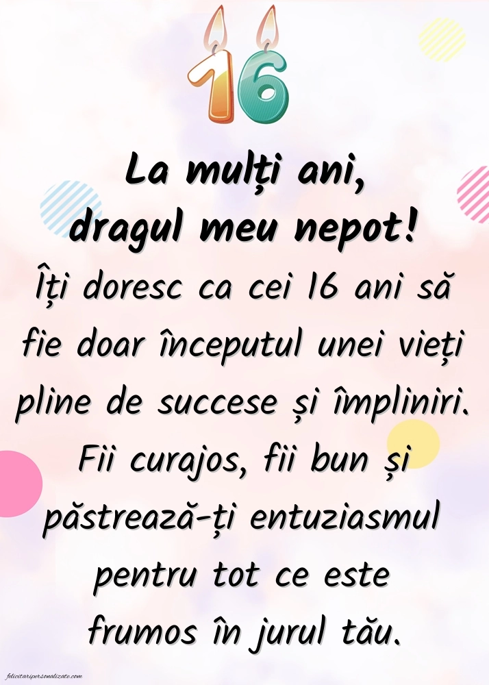 Imagini cu LA MULȚI ANI 16 ani pentru Nepot: Lumânări