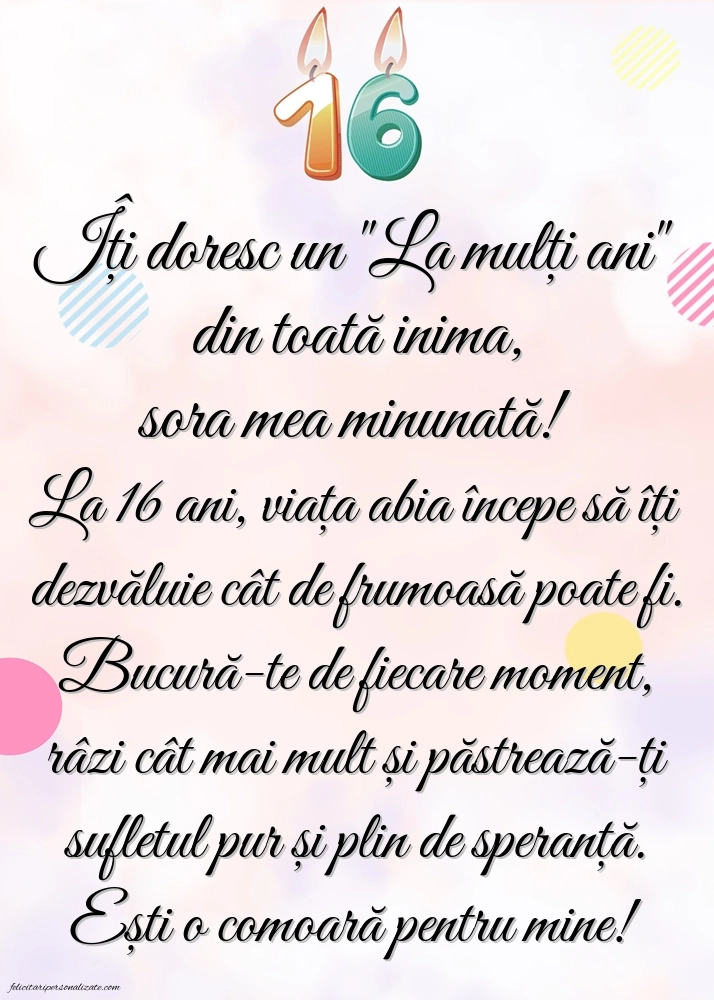 Imagini cu LA MULȚI ANI 16 ani pentru Sora: Lumânări