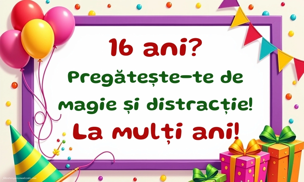Imagini cu LA MULȚI ANI 16 ani pentru Sora: Baloane și Cadouri
