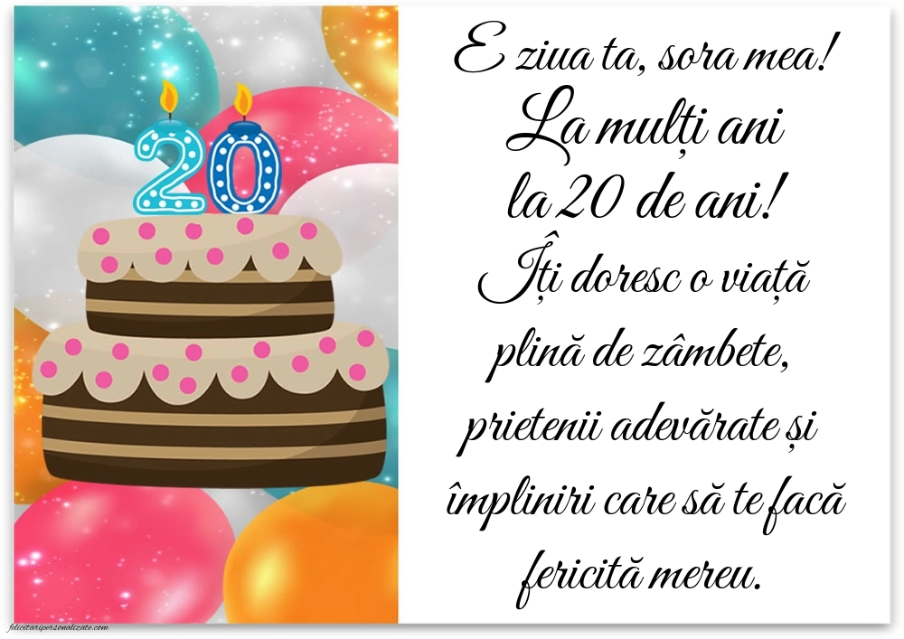 Imagini cu LA MULȚI ANI 20 ani pentru Sora ta: Tort