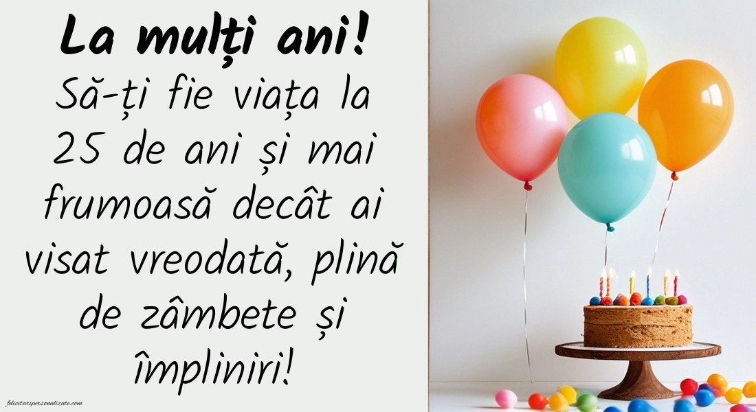 Imagini cu LA MULȚI ANI 25 ani: Tort și baloane