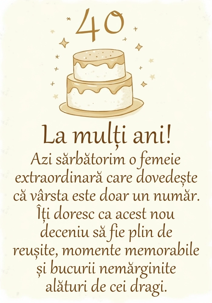 Imagini cu LA MULȚI ANI 40 ani pentru Femei: Tort