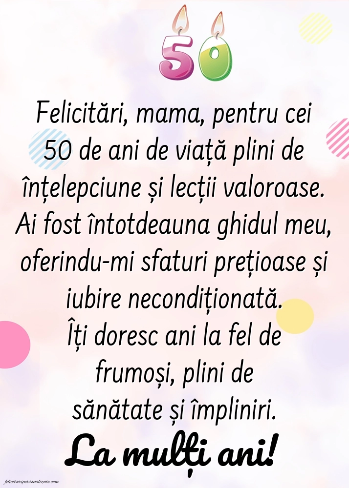 Imagini cu LA MULȚI ANI 50 ani pentru MAMA: Lumânări