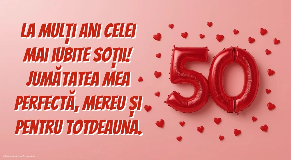 Imagini cu LA MULȚI ANI 50 ani pentru Soție: Baloane și Inimioare