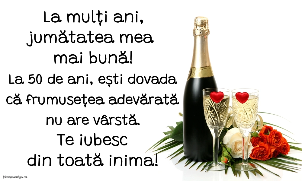 Imagini cu LA MULȚI ANI 50 ani pentru Soție: Șampanie și flori
