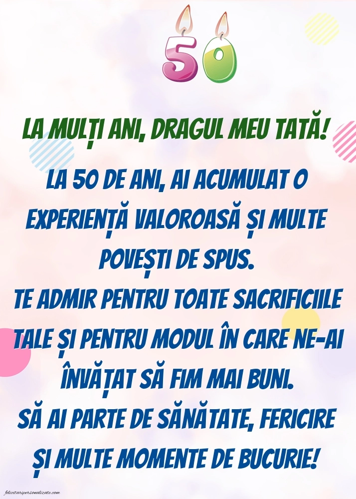 Imagini cu LA MULȚI ANI 50 ani pentru Tata: Lumânări