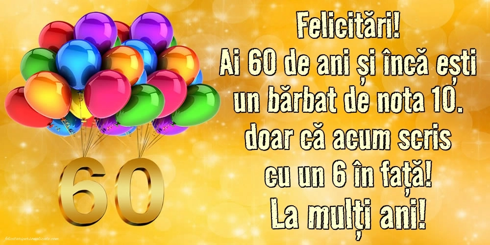 Imagini cu LA MULȚI ANI 60 ani pentru Bărbați: Baloane