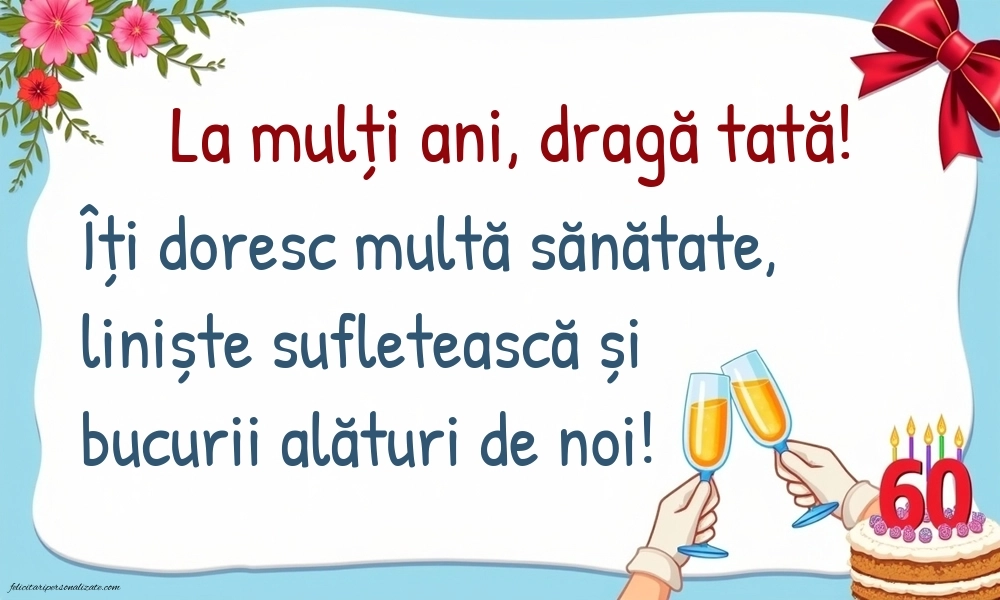 Imagini cu LA MULȚI ANI 60 ani pentru Tata: Șampanie și tort