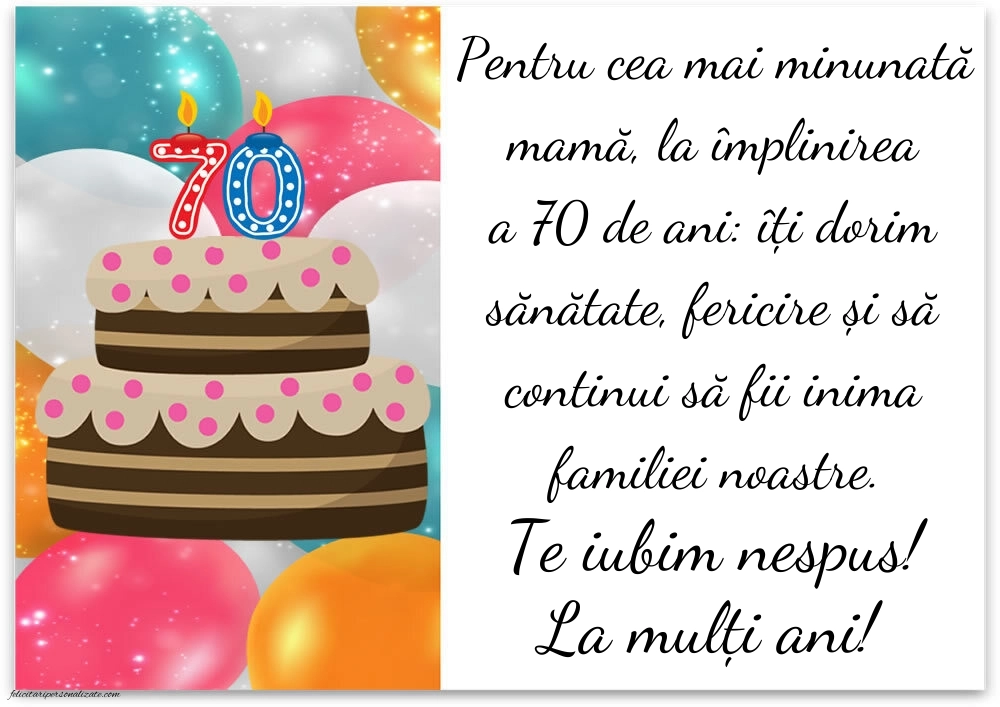 Imagini cu LA MULȚI ANI 70 ani pentru MAMA: Tort