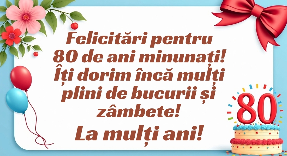 Imagini cu LA MULȚI ANI 80 ani: Tort și baloane