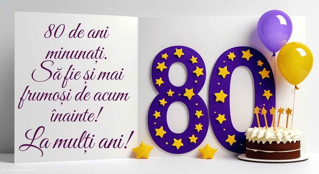 Imagini cu LA MULȚI ANI 80 ani: Tort și baloane