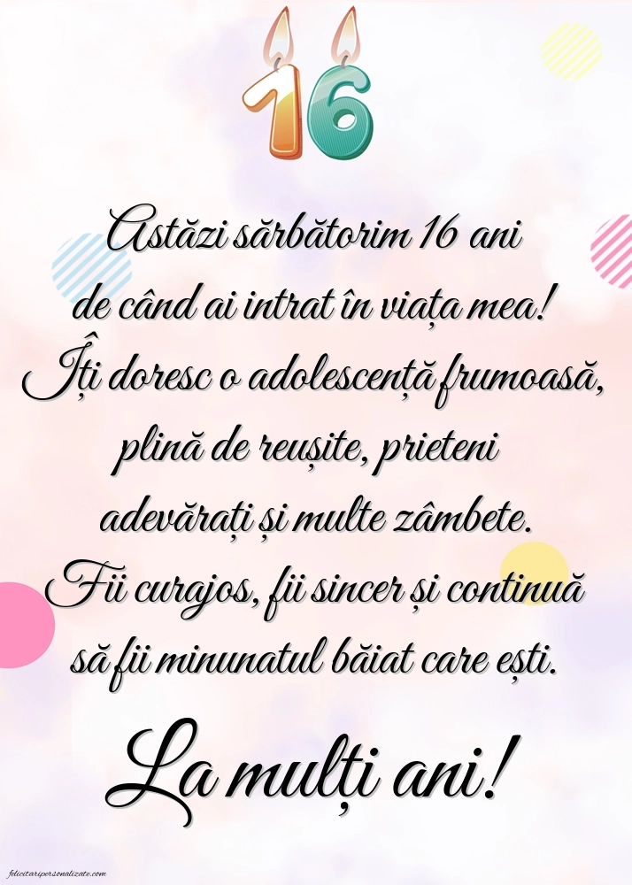 Imagini cu LA MULȚI ANI 16 ani pentru Fiu: Lumânări