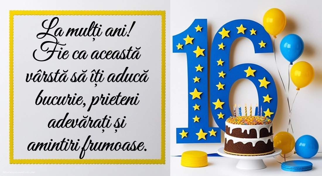 Imagini cu LA MULȚI ANI 16 ani pentru Fiu: Tort și baloane